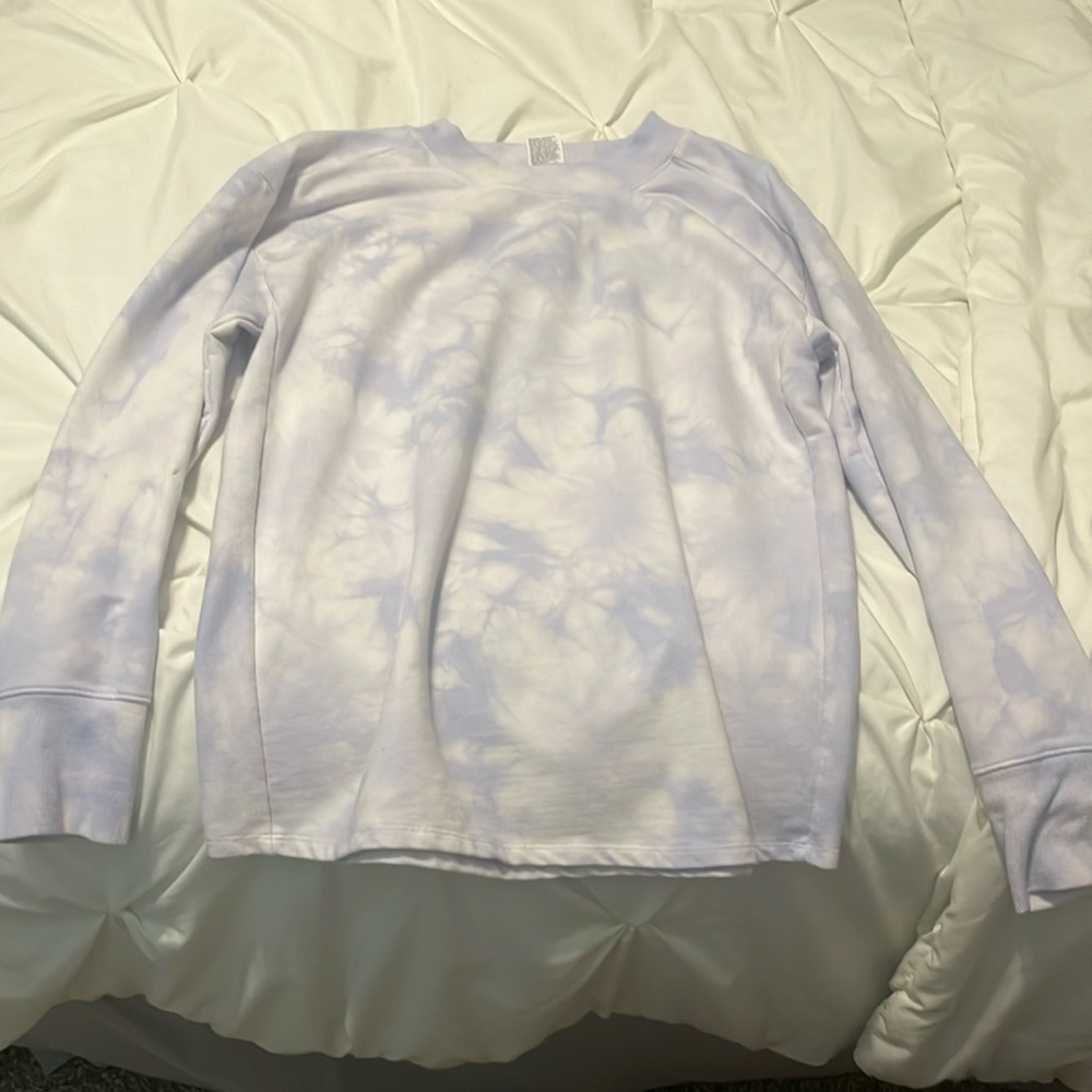 white and purple crew neck